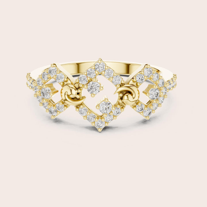 Round Cut Lab Grown Diamond Half Eternity Band, 0.36ct Total, Solid Gold