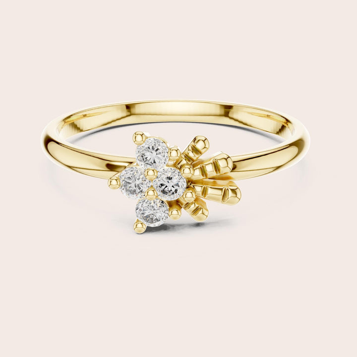 Round Cut Lab Grown Diamond Cluster Ring, 0.12ct Total, Solid Gold