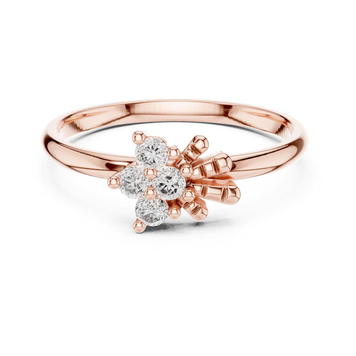 Round Cut Lab Grown Diamond Cluster Ring, 0.12ct Total, Solid Gold
