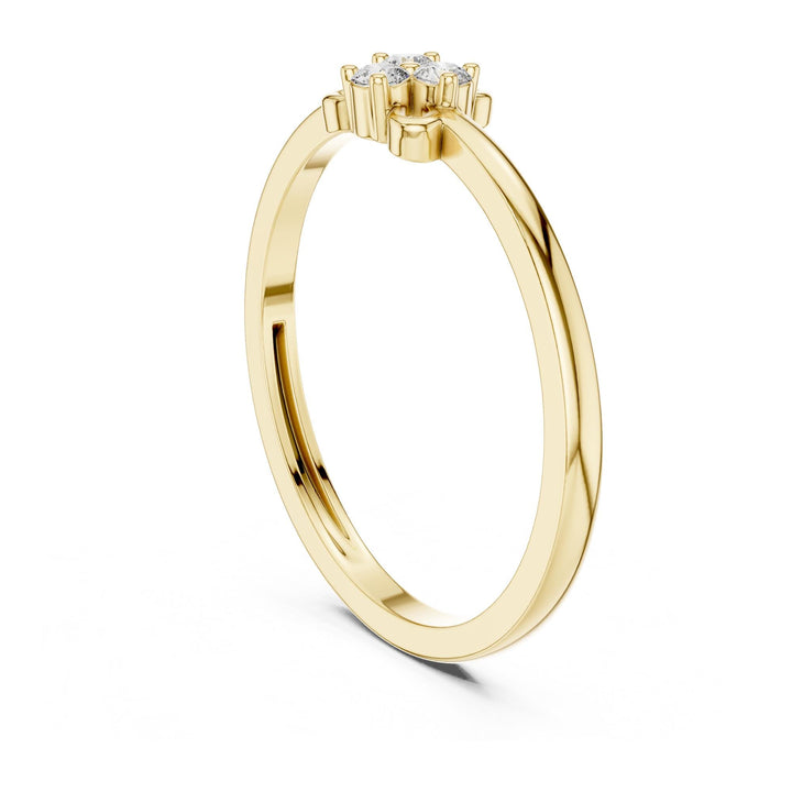 Round Cut Lab Grown Diamond Cluster Ring, 0.06ct Total, Solid Gold