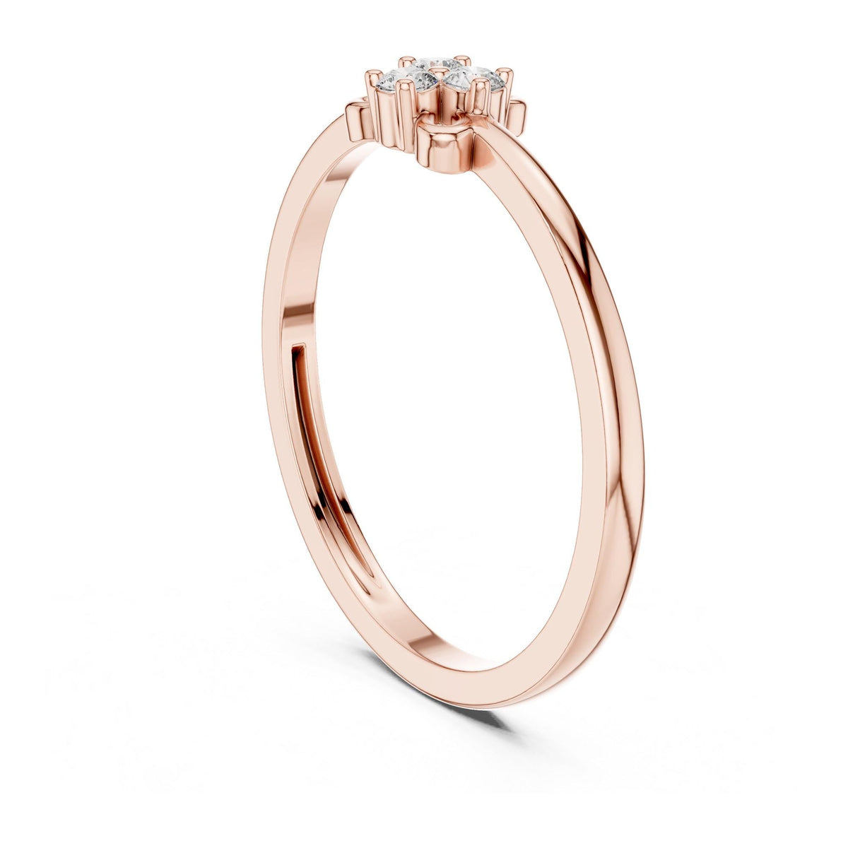 Round Cut Lab Grown Diamond Cluster Ring, 0.06ct Total, Solid Gold