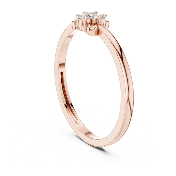 Round Cut Lab Grown Diamond Cluster Ring, 0.06ct Total, Solid Gold