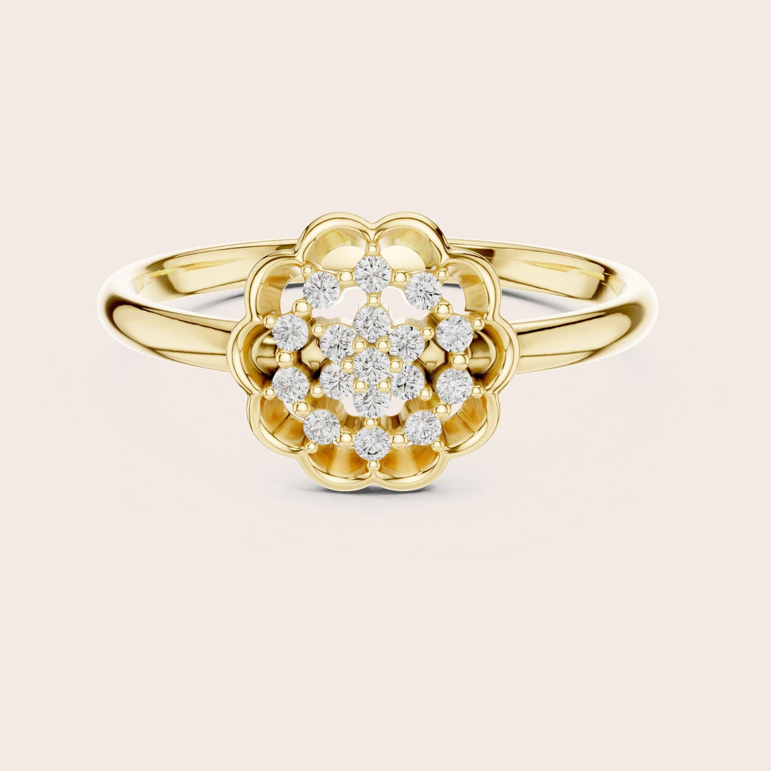 Round Cut Lab Grown Diamond Cluster Ring, 0.09ct Total, Solid Gold