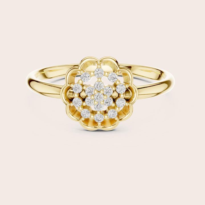 Round Cut Lab Grown Diamond Cluster Ring, 0.09ct Total, Solid Gold