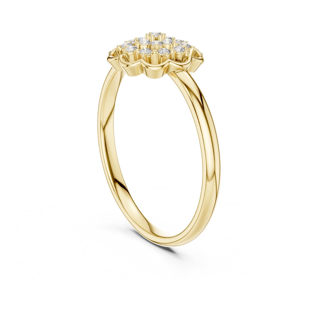 Round Cut Lab Grown Diamond Cluster Ring, 0.09ct Total, Solid Gold