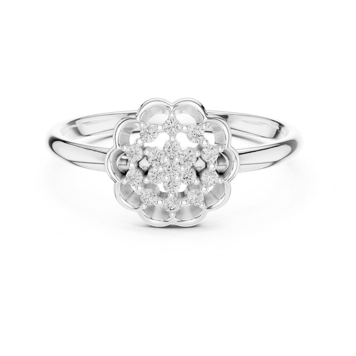 Round Cut Lab Grown Diamond Cluster Ring, 0.09ct Total, Solid Gold