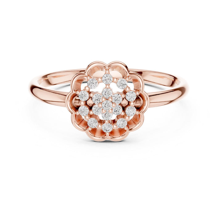 Round Cut Lab Grown Diamond Cluster Ring, 0.09ct Total, Solid Gold