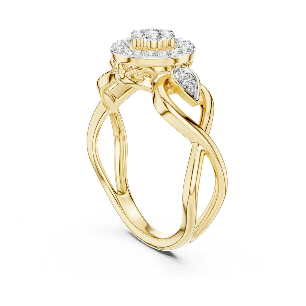 Round Cut Lab Grown Diamond Cluster Ring, 0.33ct Total, Solid Gold
