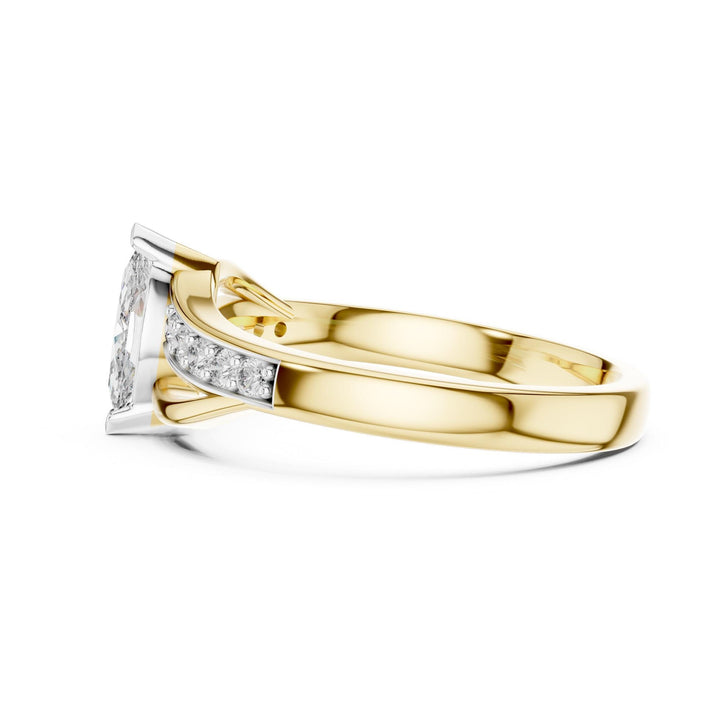 Marquise Cut Gemstone Ring with Lab Grown Diamond Accents, Solid Gold
