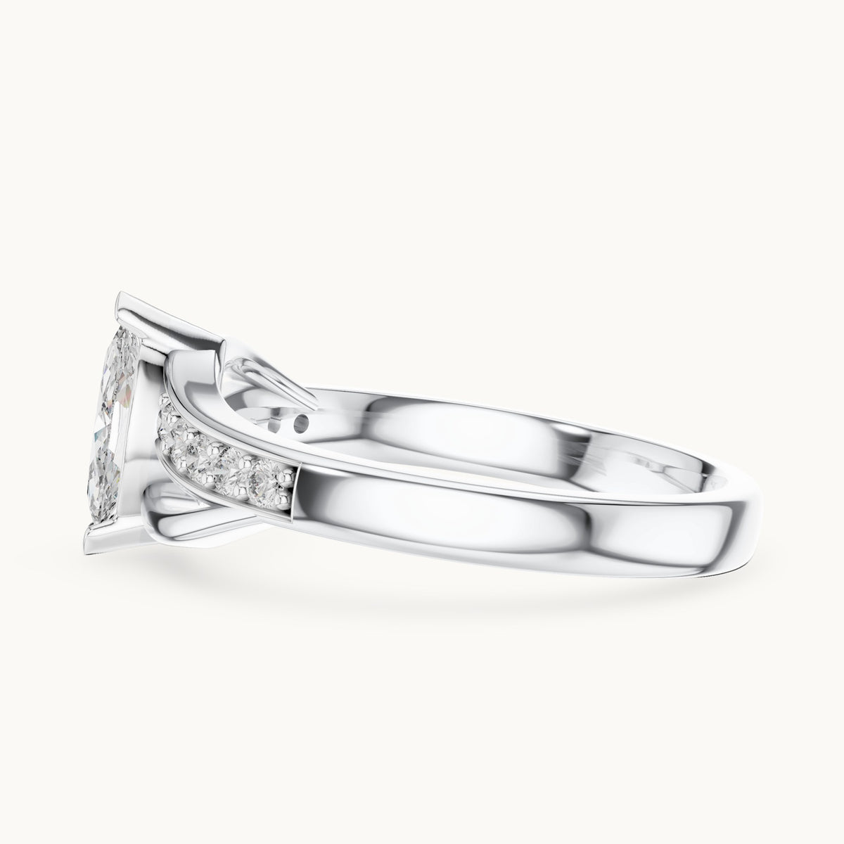 Marquise Cut Gemstone Ring with Lab Grown Diamond Accents, Solid Gold