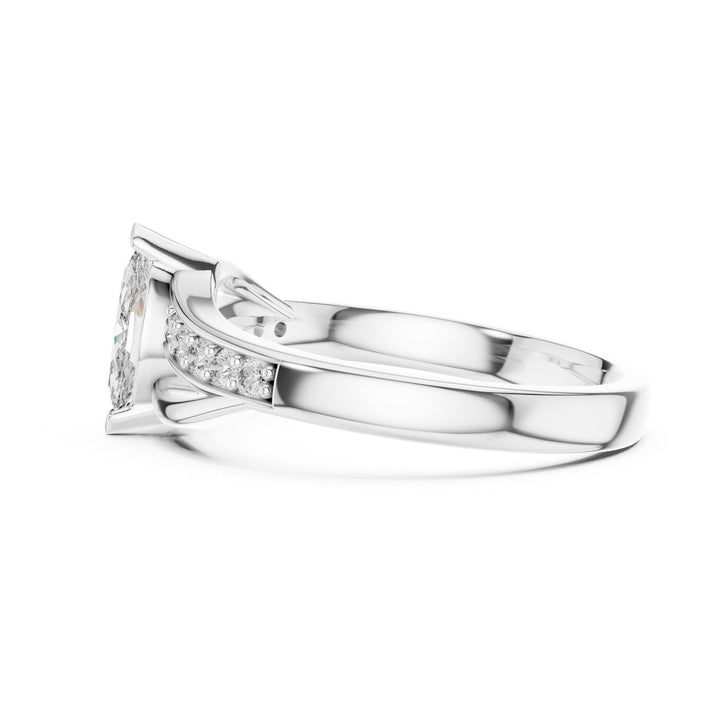 Marquise Cut Gemstone Ring with Lab Grown Diamond Accents, Solid Gold