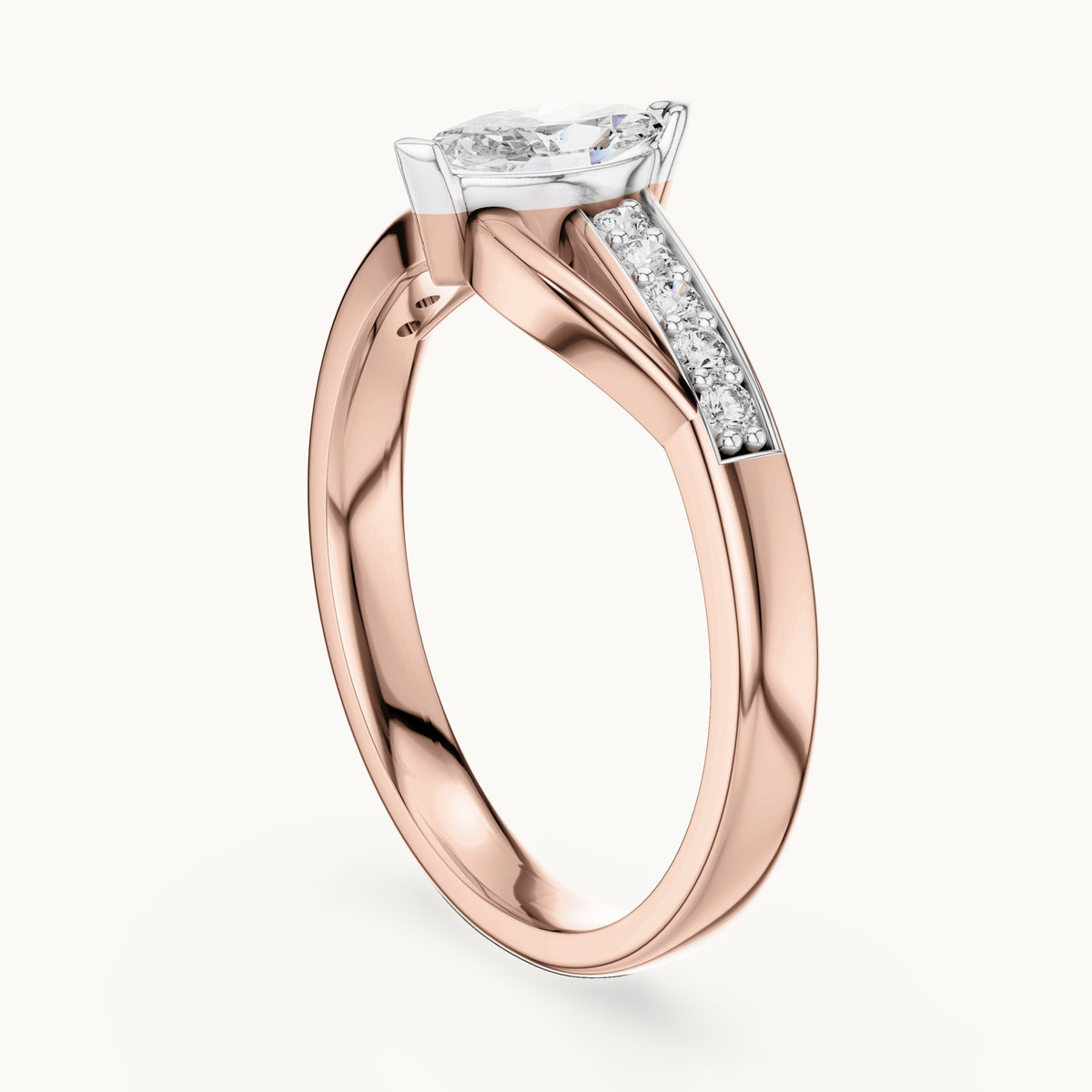 Marquise Cut Gemstone Ring with Lab Grown Diamond Accents, Solid Gold