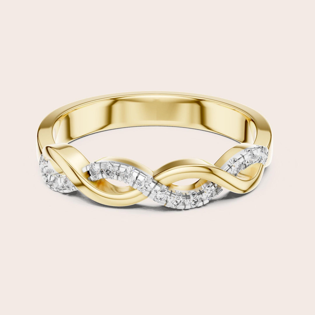 Round Cut Lab Grown Diamond Half Eternity Band, 0.13ct Total, Solid Gold