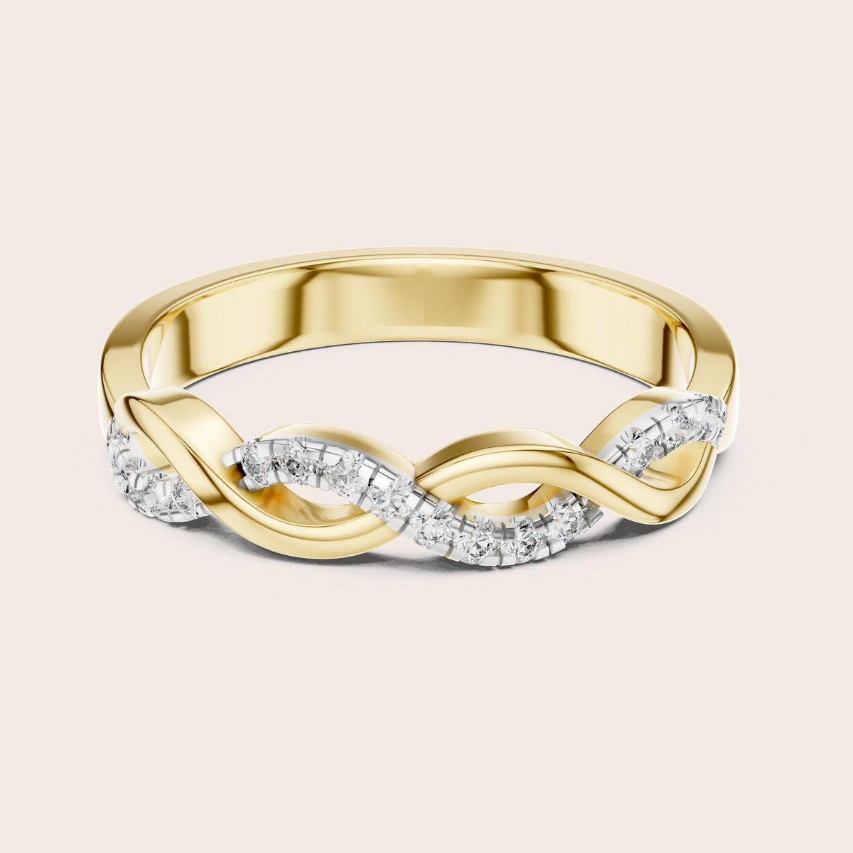 Round cut lab-grown diamond half eternity band, 0.13 CT TW, 16 stones, in solid gold (style L06-0005)