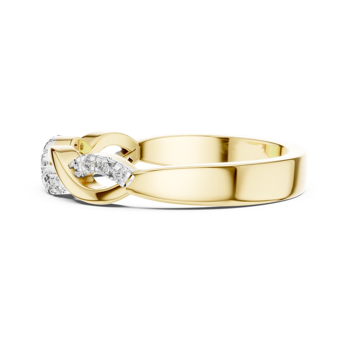 Round cut lab-grown diamond half eternity band, 0.13 CT TW, solid gold, view 3