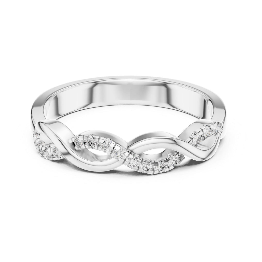 Round Cut Lab Grown Diamond Half Eternity Band, 0.13ct Total, Solid Gold