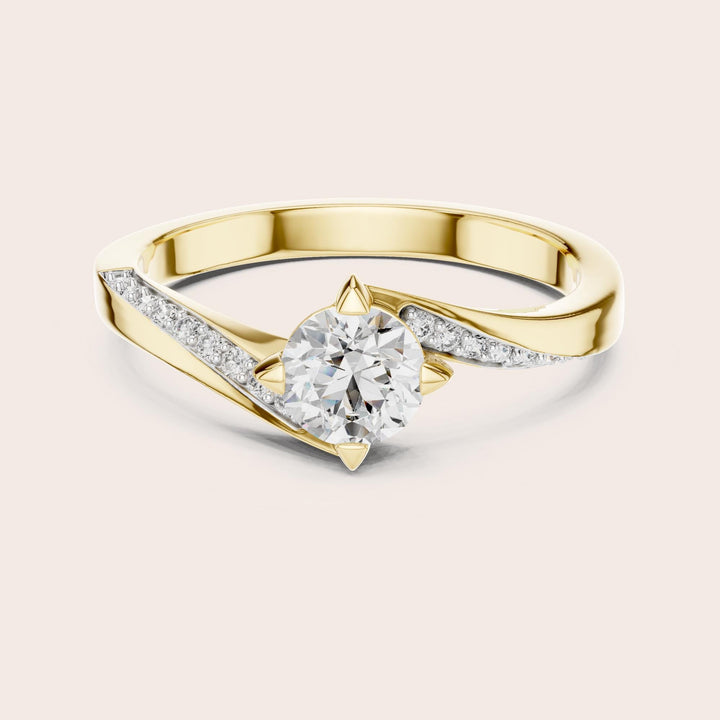 Round Cut Lab Grown Diamond Solitaire Ring, 0.59ct Total, Solid Gold
