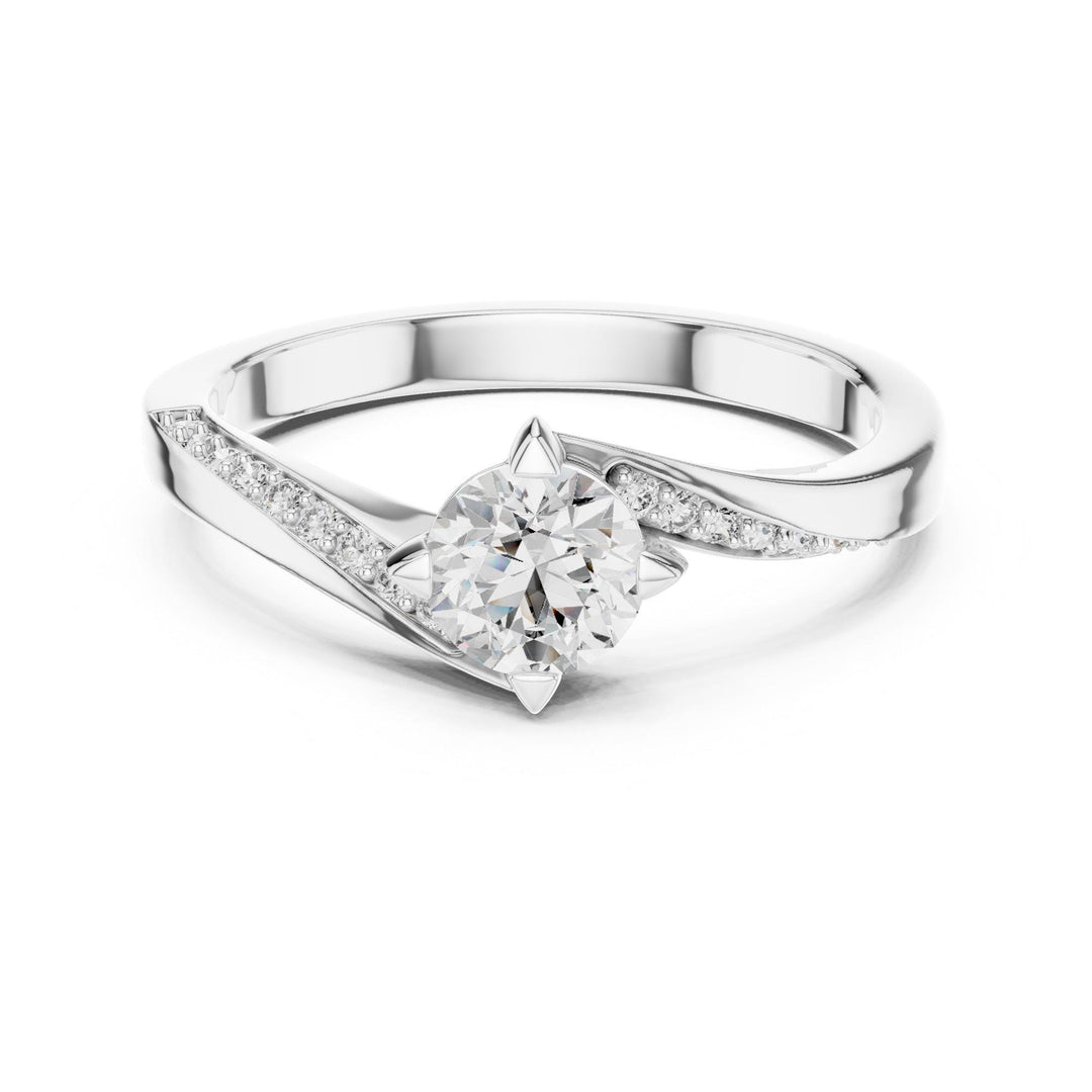 Round Cut Lab Grown Diamond Solitaire Ring, 0.59ct Total, Solid Gold