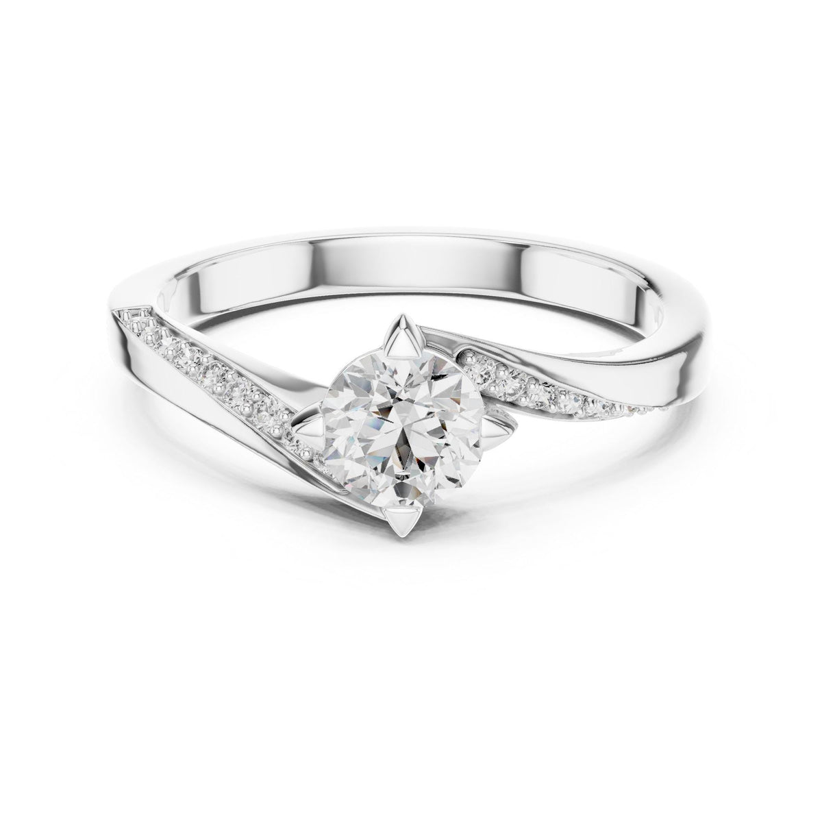 Round Cut Lab Grown Diamond Solitaire Ring, 0.59ct Total, Solid Gold