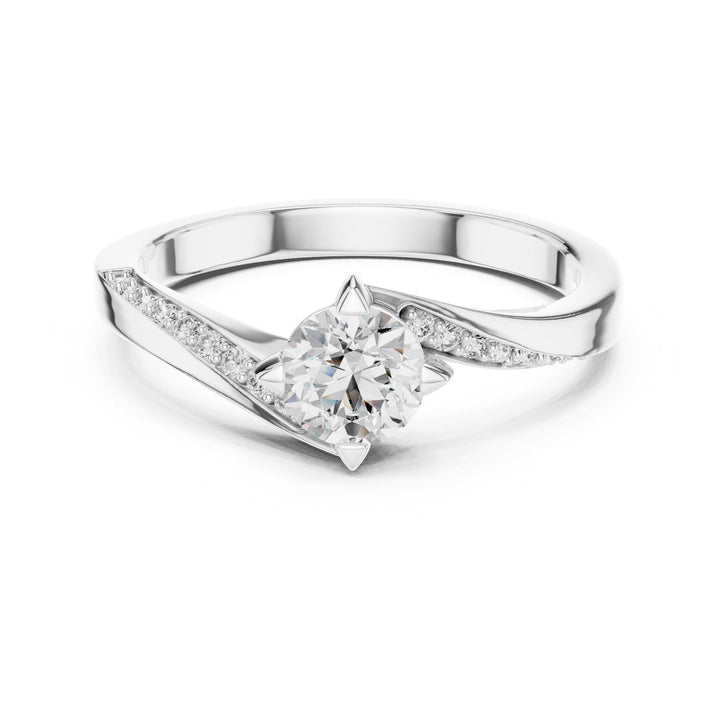 Round Cut Lab Grown Diamond Solitaire Ring, 0.59ct Total, Solid Gold