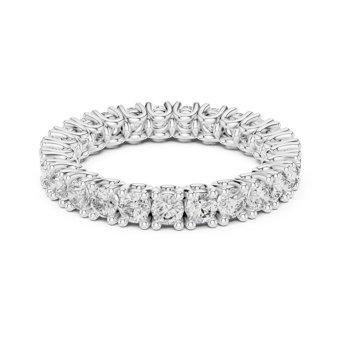 Round Cut Lab Grown Diamond Full Eternity Band, 1.62ct Total, Solid Gold