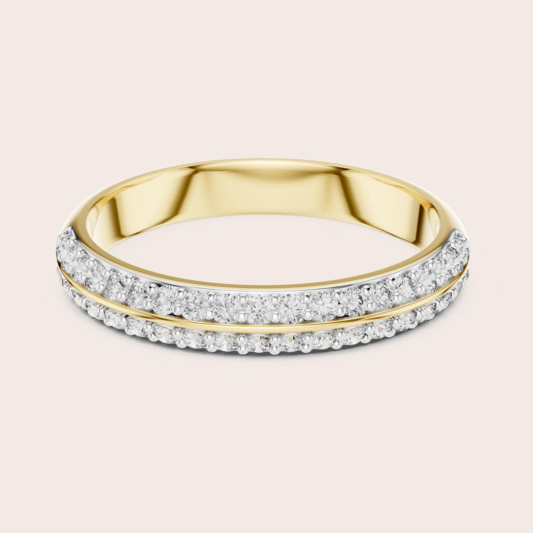 Round Cut Lab Grown Diamond Half Eternity Band, 0.30ct Total, Solid Gold