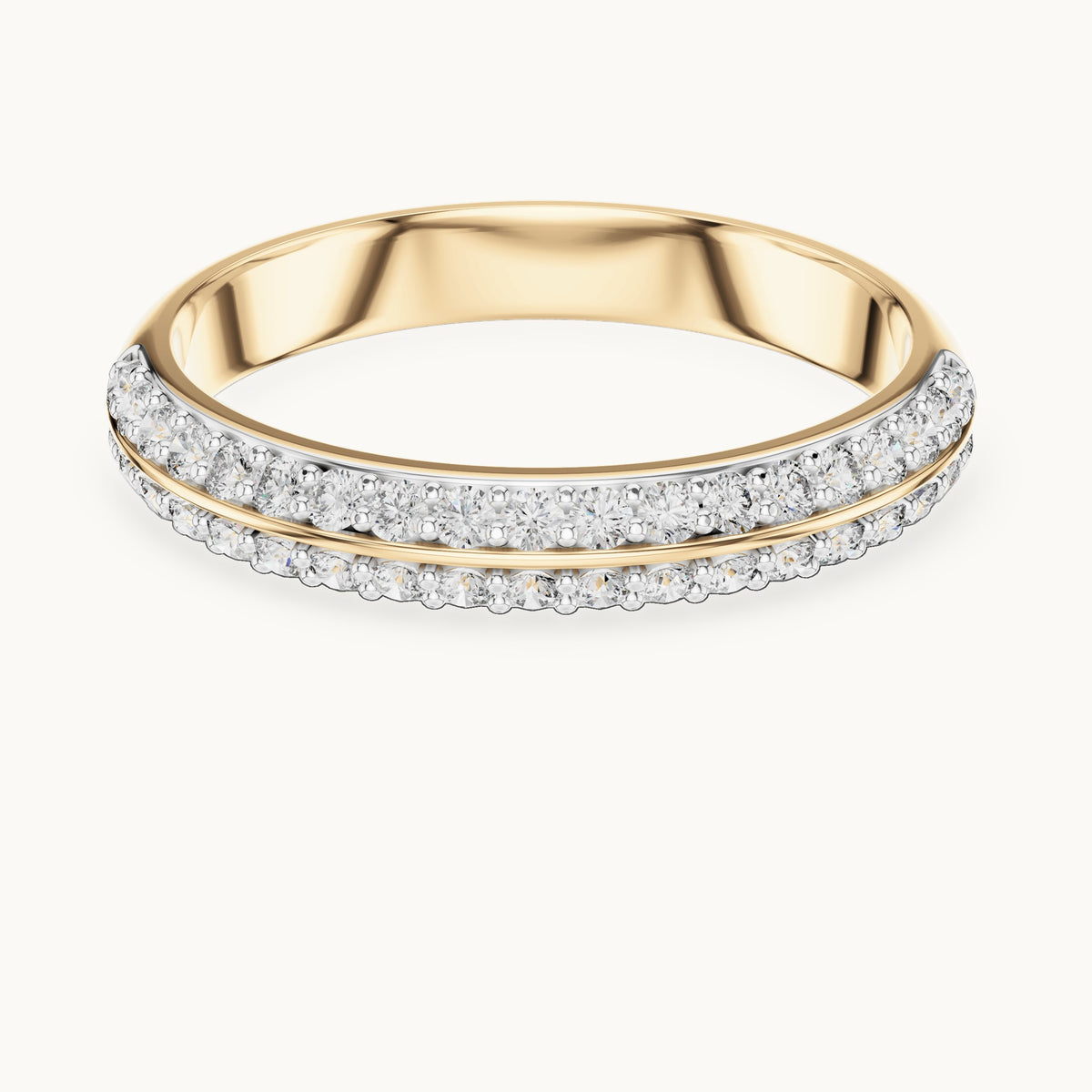 Round cut lab-grown diamond half eternity band, 0.30 CT TW, 38 stones, in solid gold (style L06-0009)