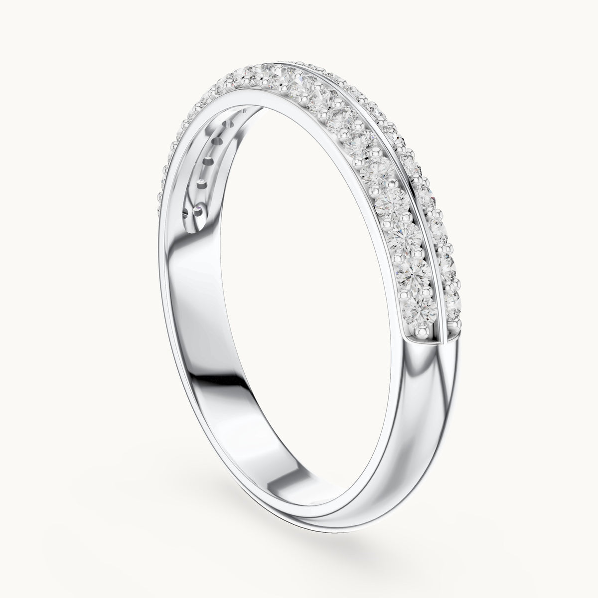 Round cut lab-grown diamond half eternity band, 0.30 CT TW, solid gold, view 4