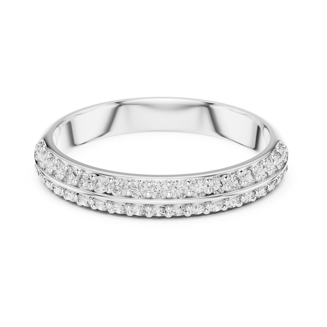 Round Cut Lab Grown Diamond Half Eternity Band, 0.30ct Total, Solid Gold
