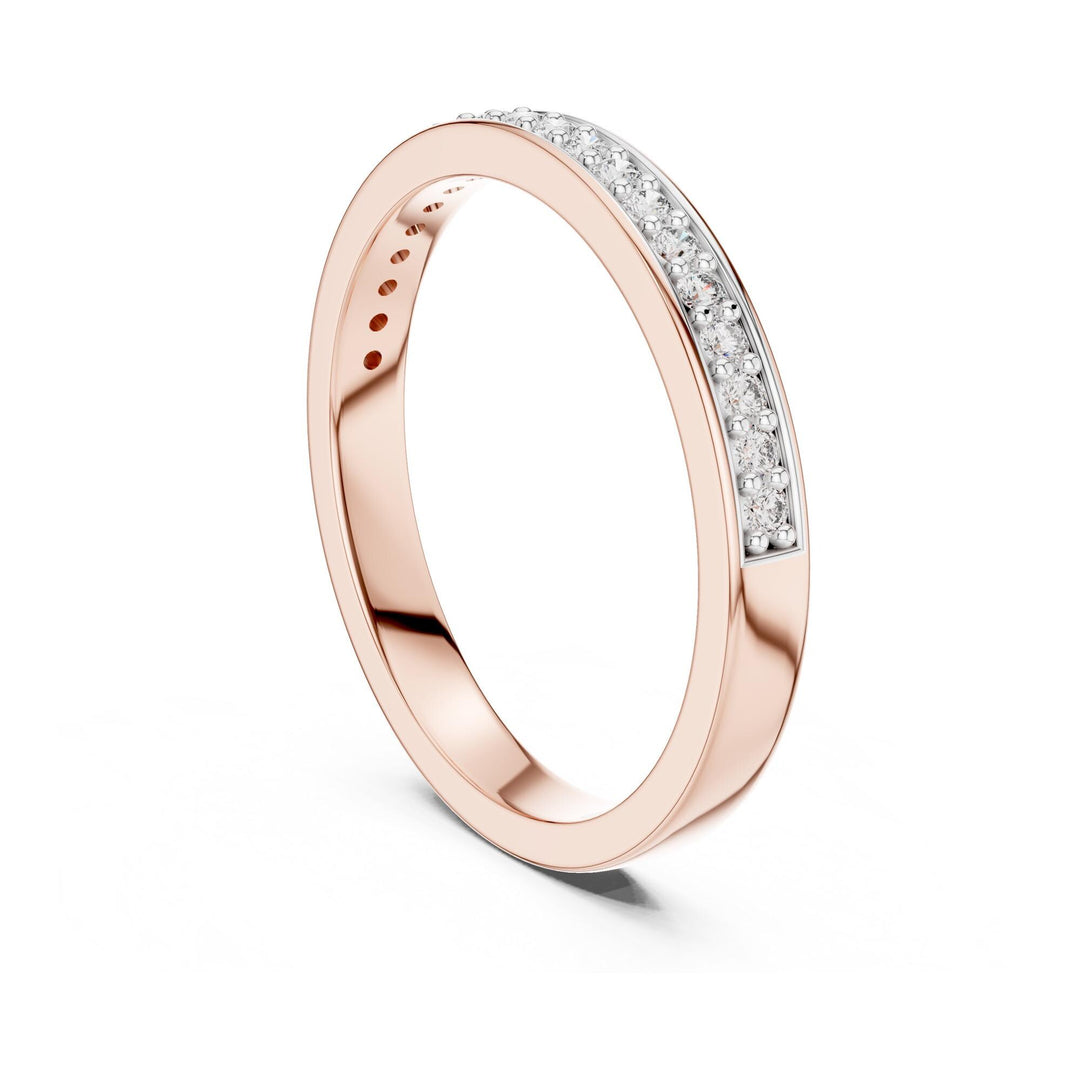 Round Cut Lab Grown Diamond Half Eternity Band, 0.16ct Total, Solid Gold