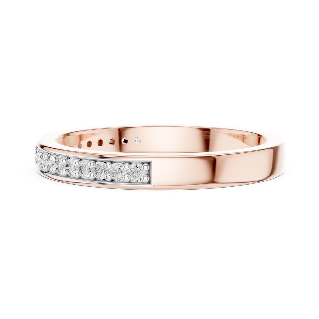 Round Cut Lab Grown Diamond Half Eternity Band, 0.16ct Total, Solid Gold
