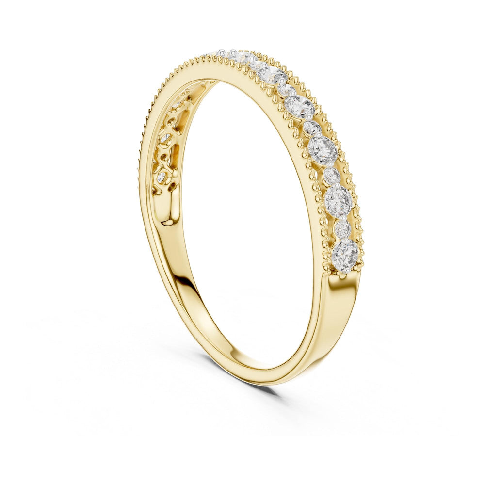 Round Cut Lab Grown Diamond Half Eternity Band, 0.25ct Total, Solid Gold