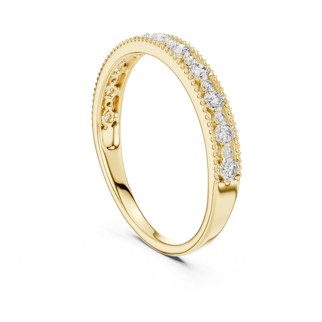 Round Cut Lab Grown Diamond Half Eternity Band, 0.25ct Total, Solid Gold