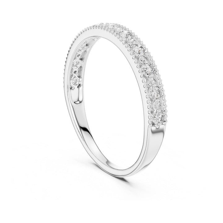 Round Cut Lab Grown Diamond Half Eternity Band, 0.25ct Total, Solid Gold