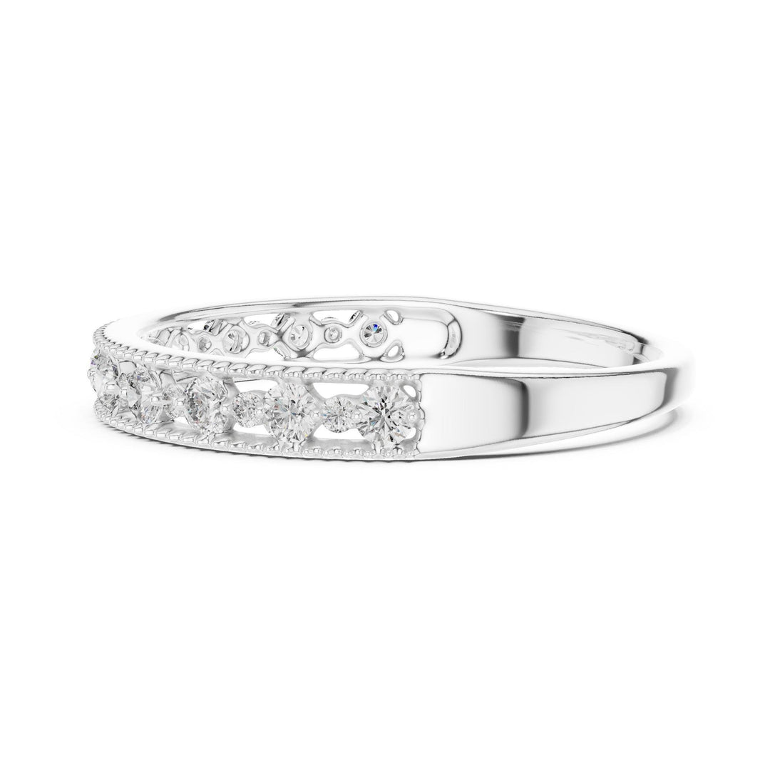 Round Cut Lab Grown Diamond Half Eternity Band, 0.25ct Total, Solid Gold