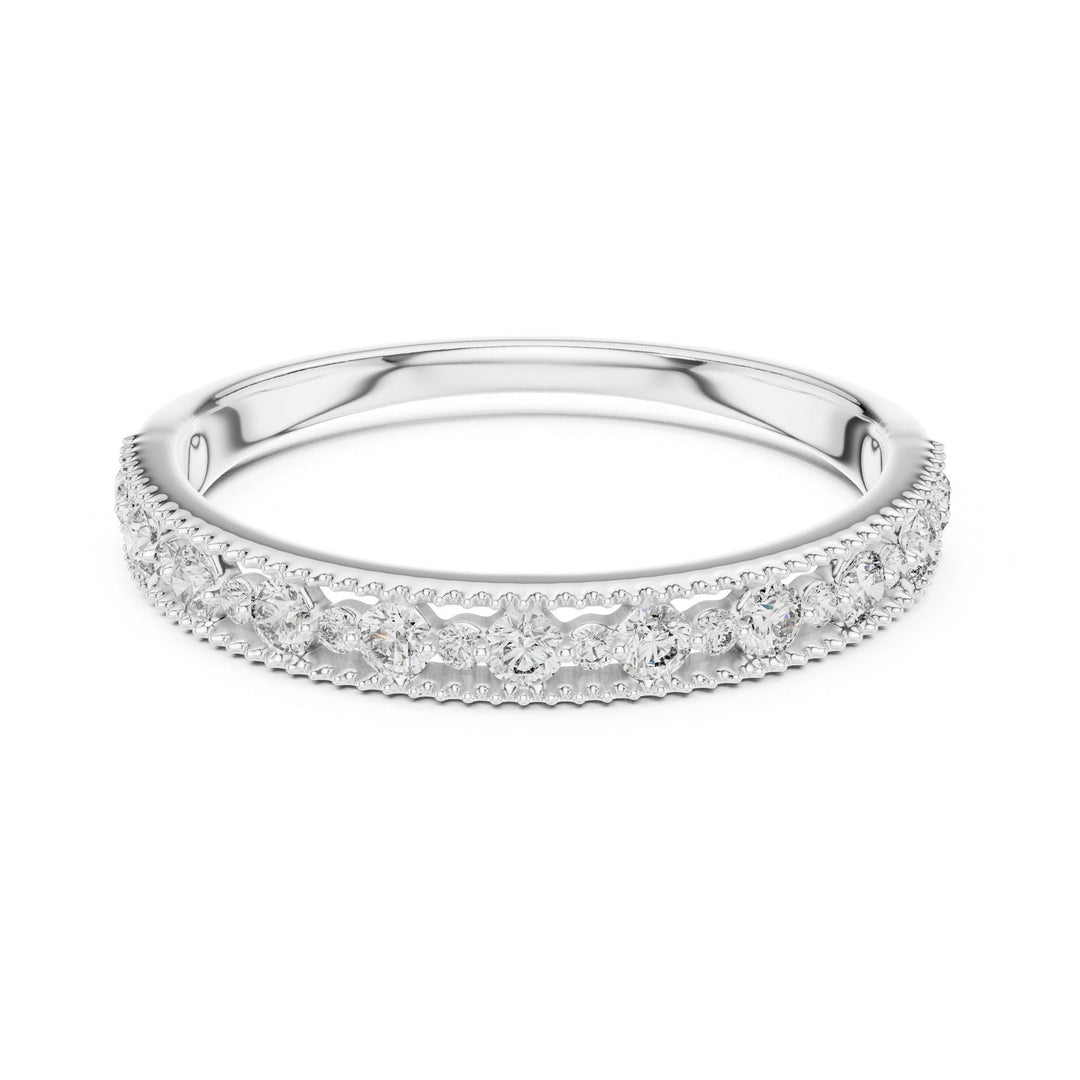 Round Cut Lab Grown Diamond Half Eternity Band, 0.25ct Total, Solid Gold