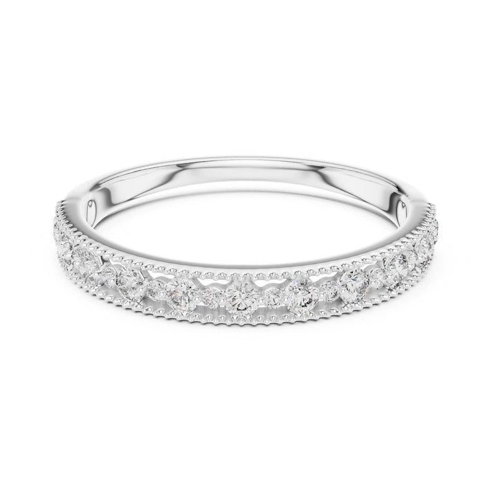 Round Cut Lab Grown Diamond Half Eternity Band, 0.25ct Total, Solid Gold