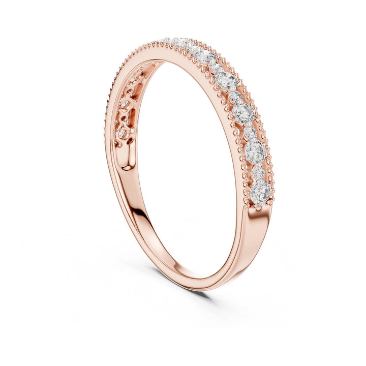 Round Cut Lab Grown Diamond Half Eternity Band, 0.25ct Total, Solid Gold
