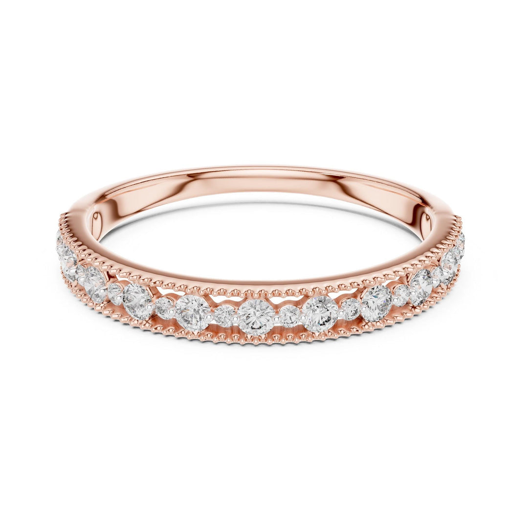 Round Cut Lab Grown Diamond Half Eternity Band, 0.25ct Total, Solid Gold