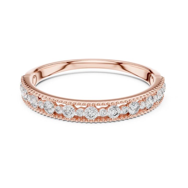 Round Cut Lab Grown Diamond Half Eternity Band, 0.25ct Total, Solid Gold