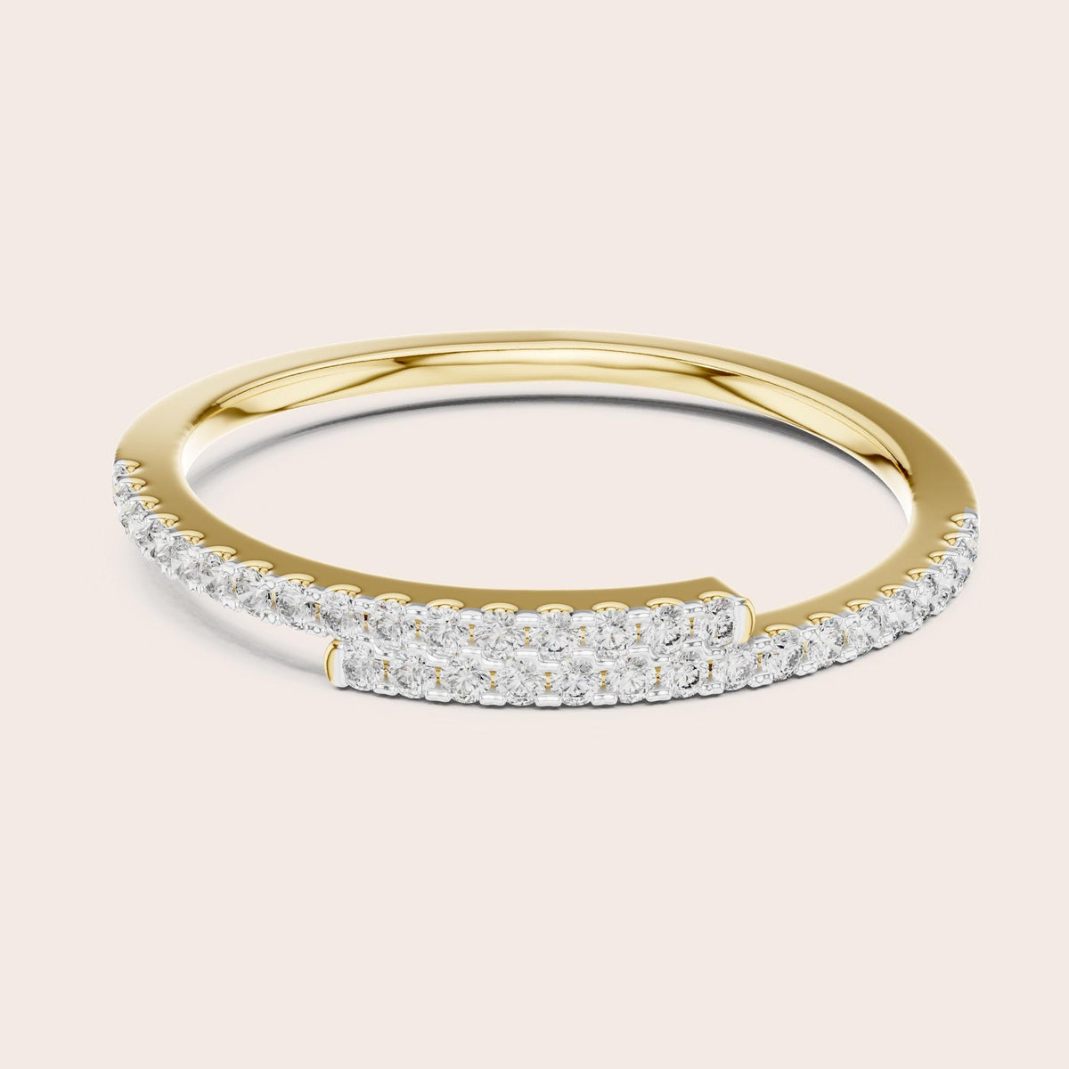 Round cut lab-grown diamond half eternity band, 0.16 CT TW, 32 stones, in solid gold (style L06-0012)