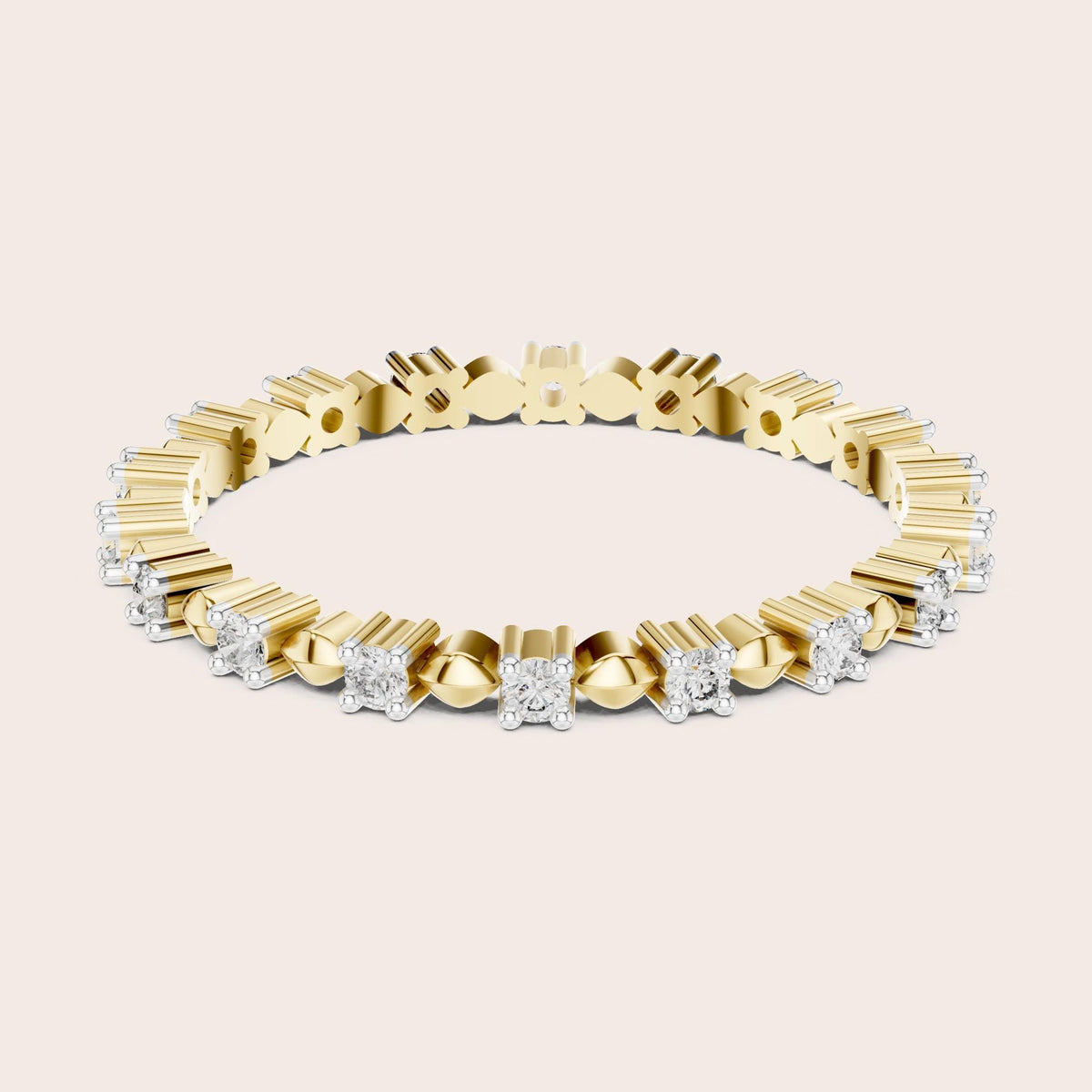 Round cut lab-grown diamond full eternity band, 0.22 CT TW, 18 stones, in solid gold (style L06-0015)