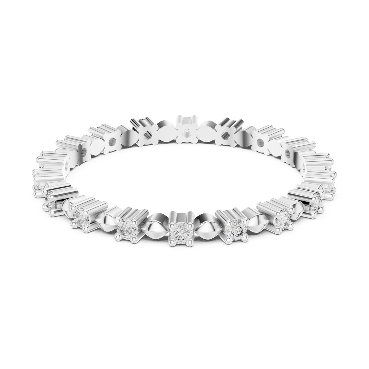Round cut lab-grown diamond full eternity band, 0.22 CT TW, solid gold, view 6