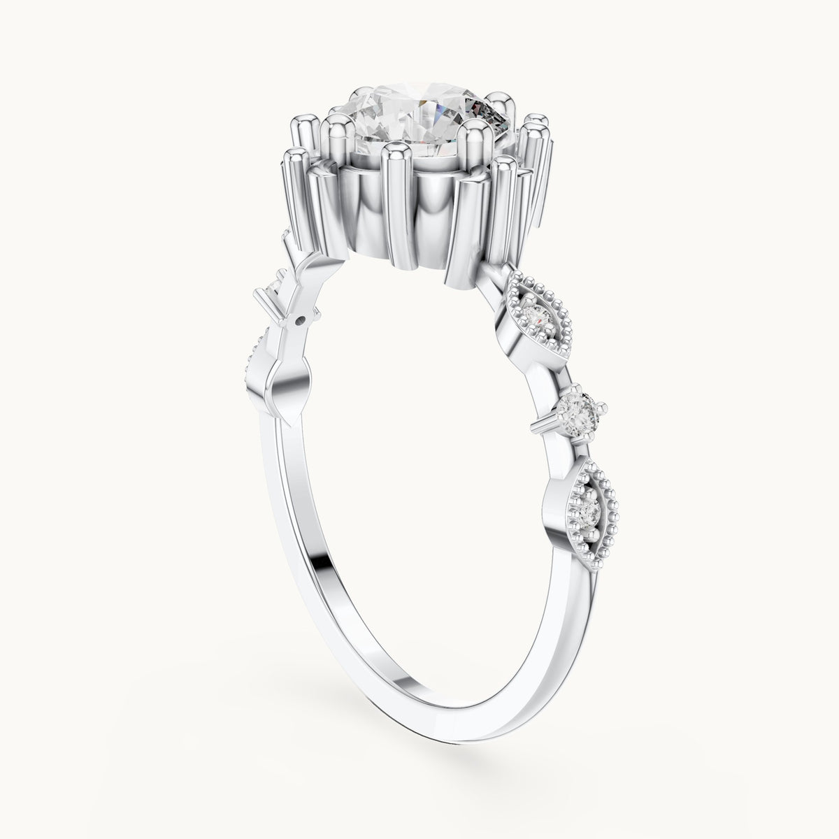 Round Cut Lab Grown Diamond Solitaire Ring, 1.04ct Total, Solid Gold