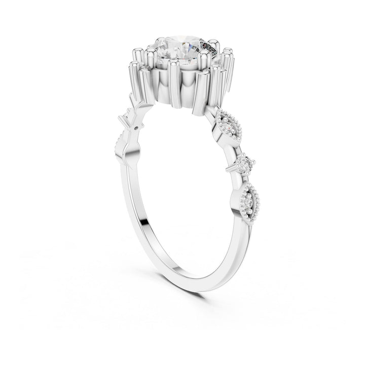 Round Cut Lab Grown Diamond Solitaire Ring, 1.04ct Total, Solid Gold