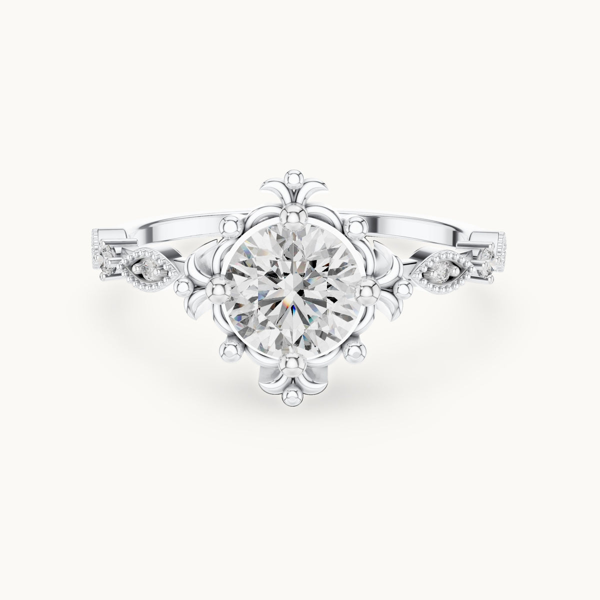 Round Cut Lab Grown Diamond Solitaire Ring, 1.04ct Total, Solid Gold