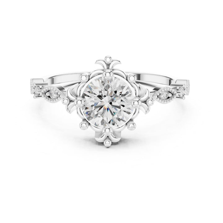 Round Cut Lab Grown Diamond Solitaire Ring, 1.04ct Total, Solid Gold