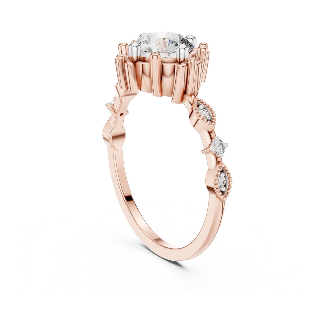 Round Cut Lab Grown Diamond Solitaire Ring, 1.04ct Total, Solid Gold