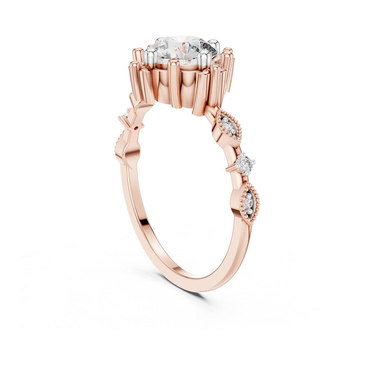 Round Cut Lab Grown Diamond Solitaire Ring, 1.04ct Total, Solid Gold