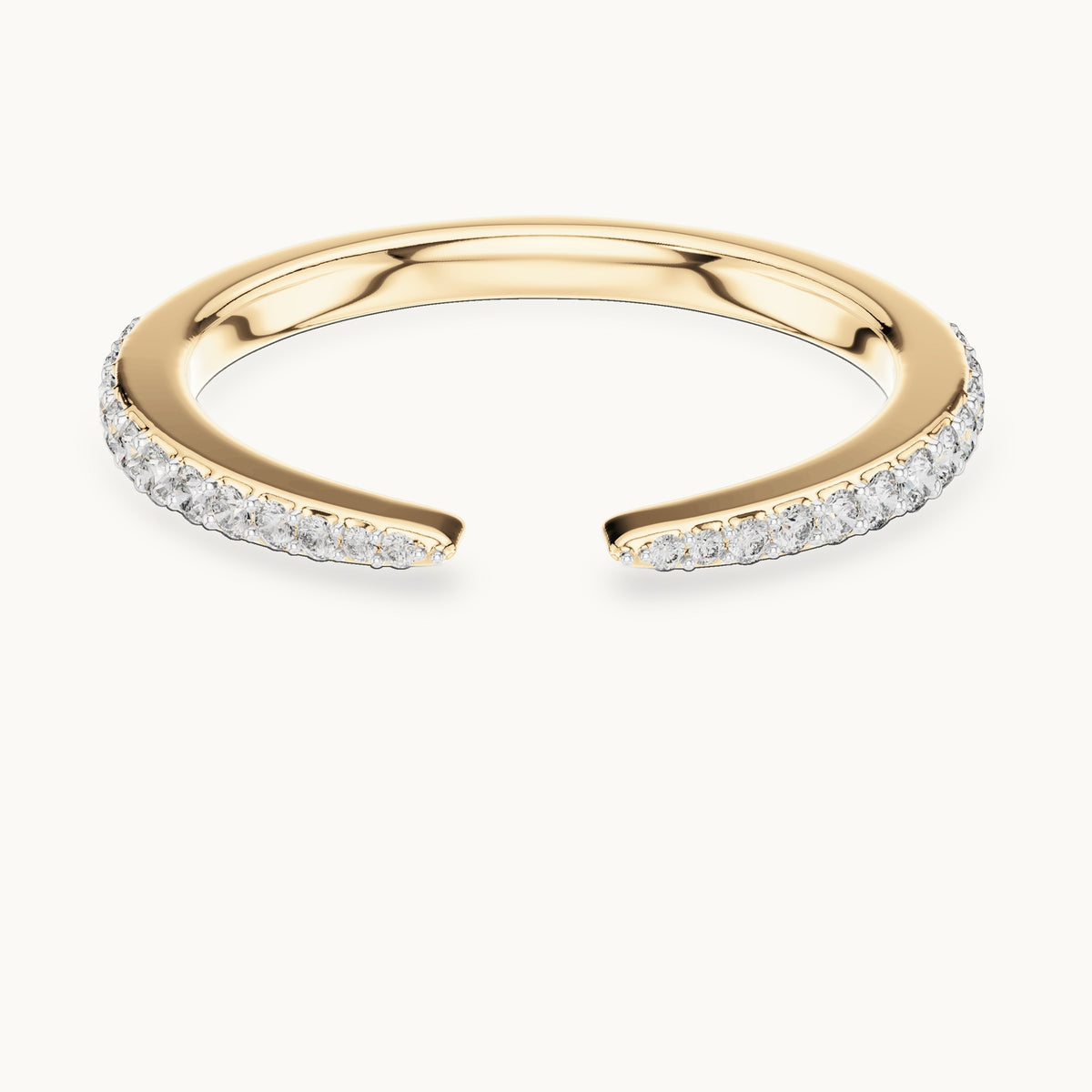 Round cut lab-grown diamond half eternity band in 14K yellow gold, 0.23 CT TW, view 1